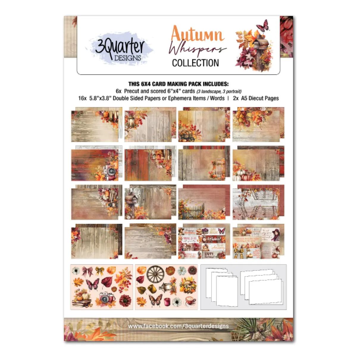 3Quarter Designs Autumn Whispers 6X4 Card Pack 1