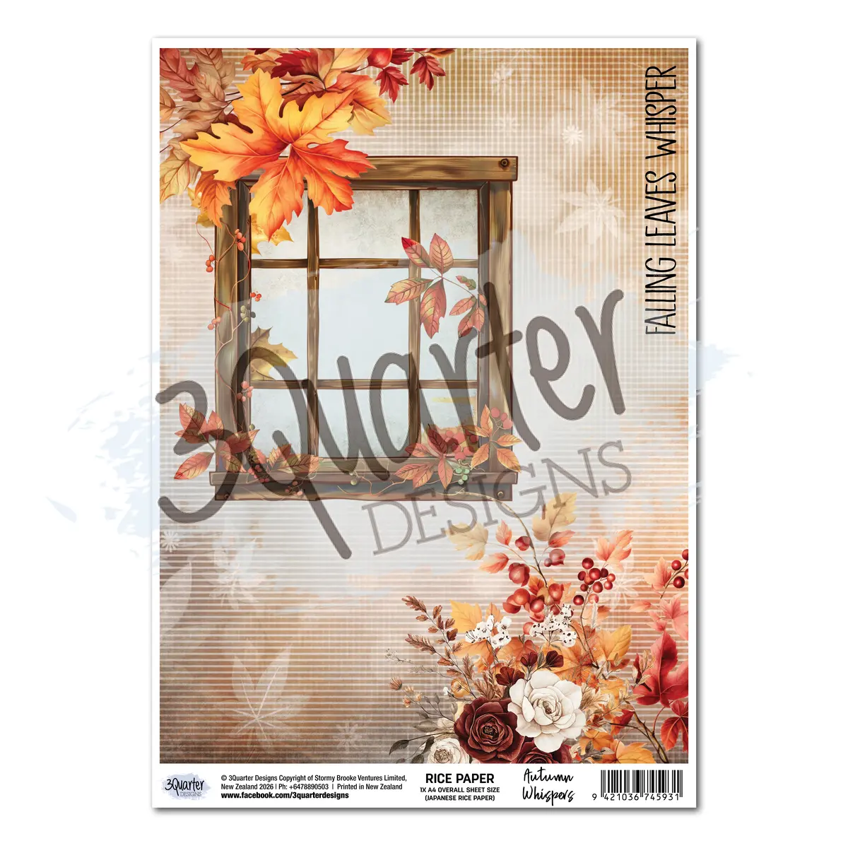 3Quarter Designs Autumn Whispers - A4 Rice Paper - 3 Sheets 1