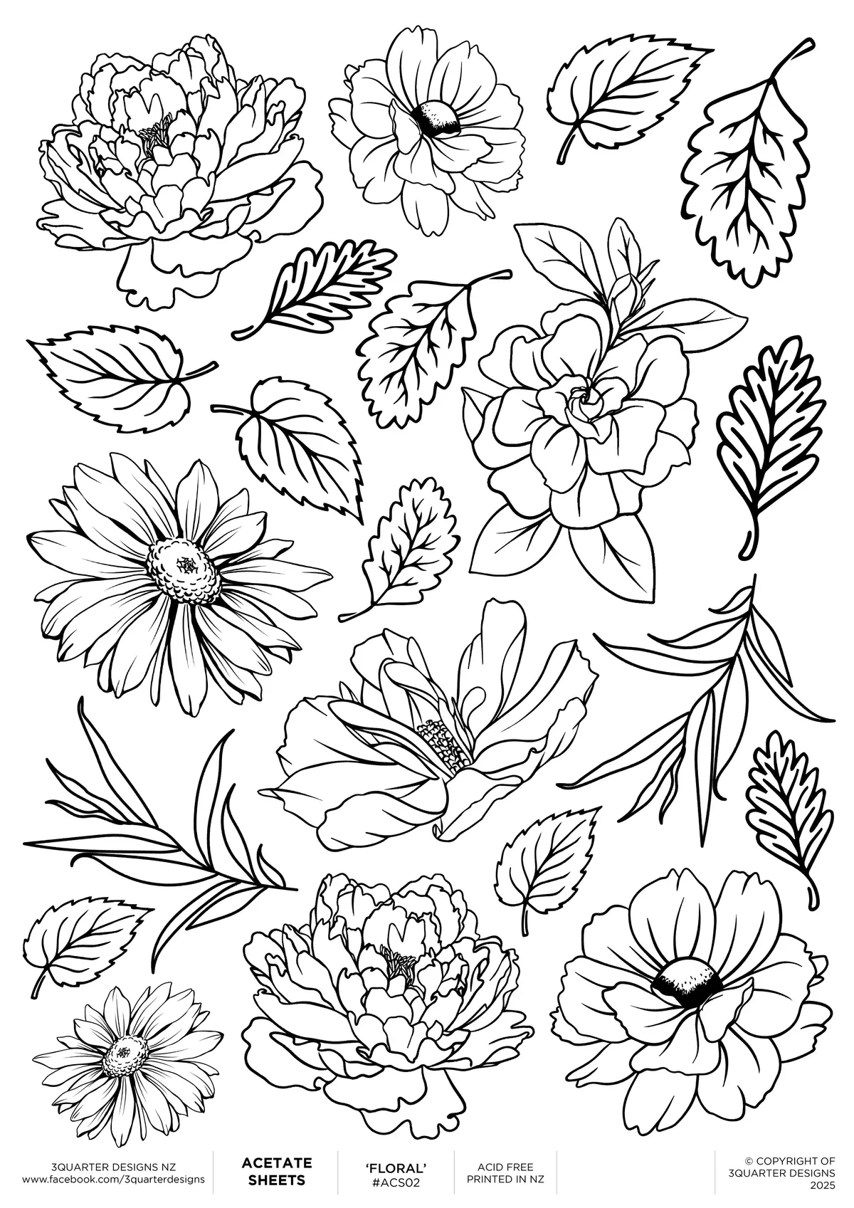 3Quarter Designs A4 Acetate - Floral 1