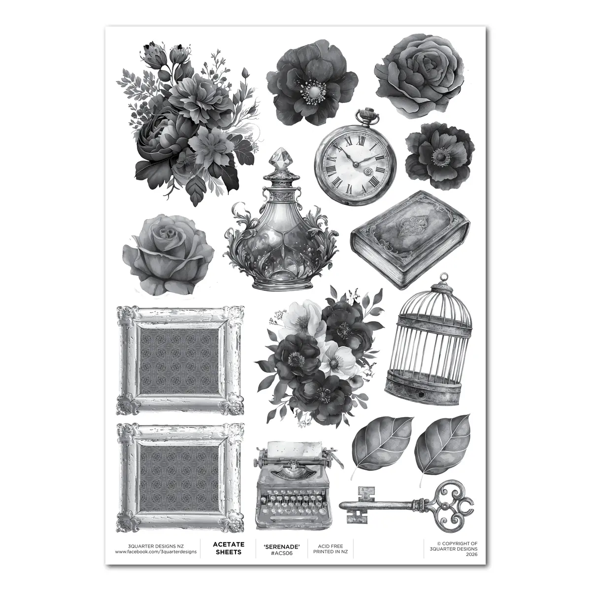 3Quarter Designs A4 Acetate Sheet - Serenade 1