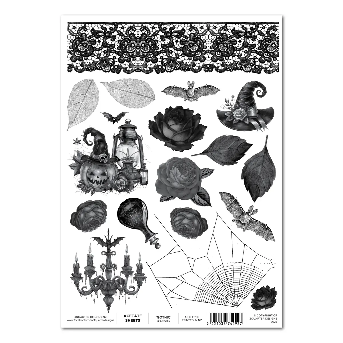 3Quarter Designs A4 Acetate - Gothic 1