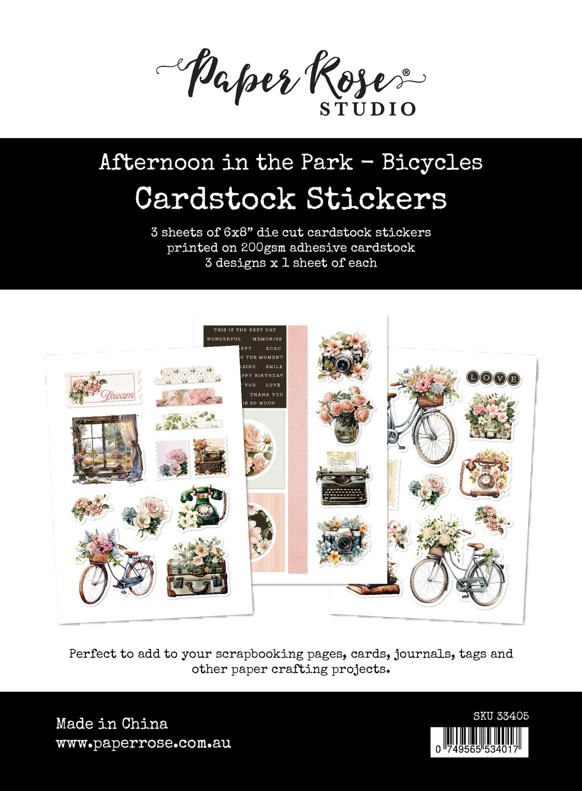 Afternoon In The Park Cardstock Stickers - Bicycles 33405 1