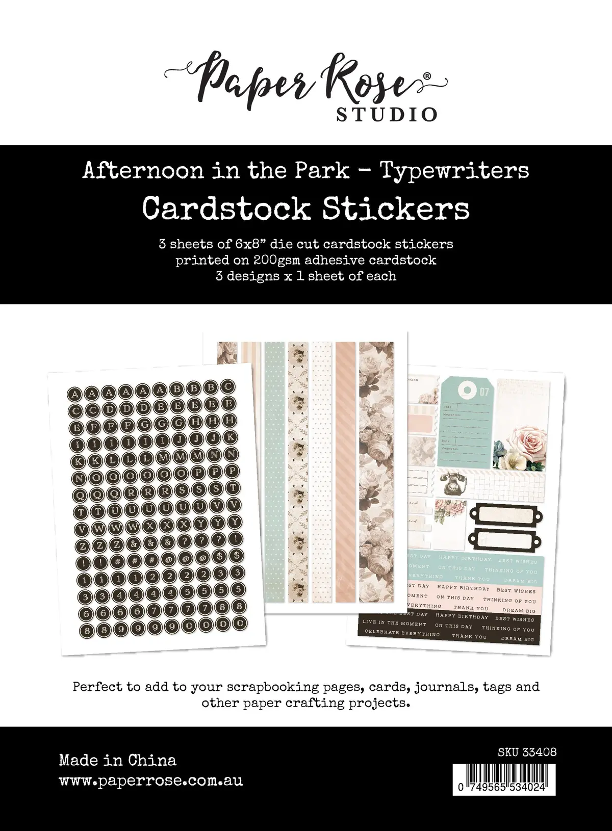Afternoon In The Park Cardstock Stickers - Typewriters 33408 1