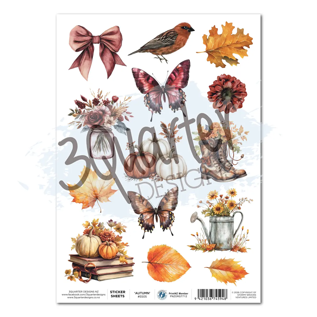 3Quarter Designs Autumn Whispers - A4 Sticker Sheet - 3 Sheets 1