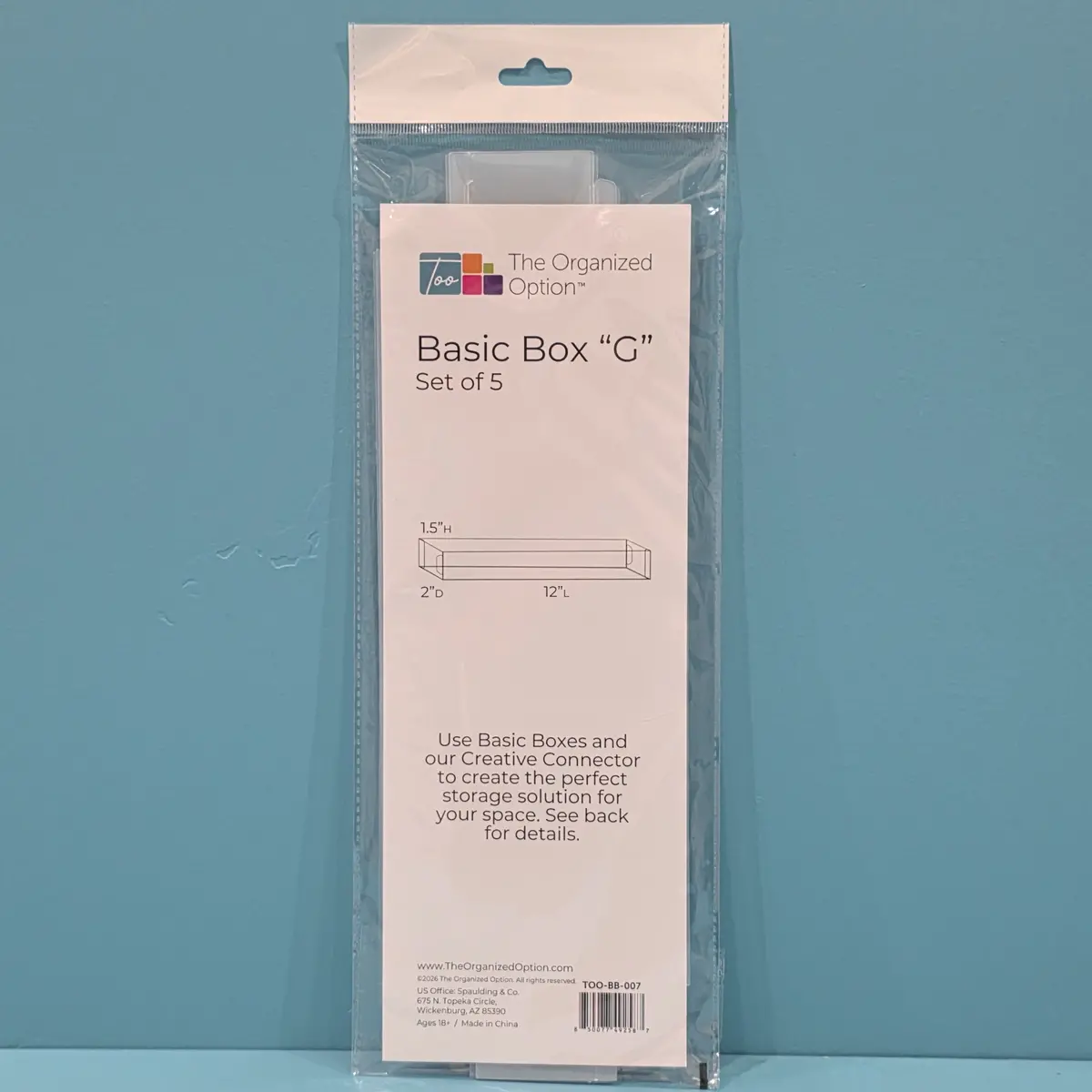 The Organized Option Basic Box "G" - 2.0" W X 12.0" L X 1.5" H - Set Of 5 1