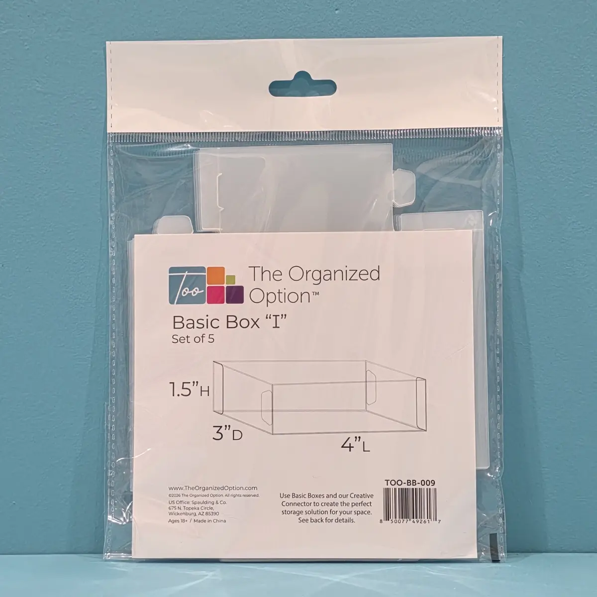 The Organized Option Basic Box "I" - 3.0" W X 4.0" L X 1.5" H - Set Of 5 1