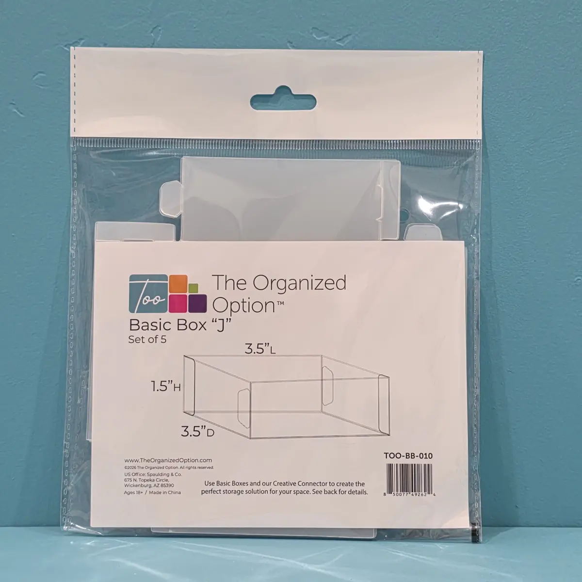 The Organized Option Basic Box "J" - 3.5" W X 3.5" L X 1.5" H - Set Of 5 1