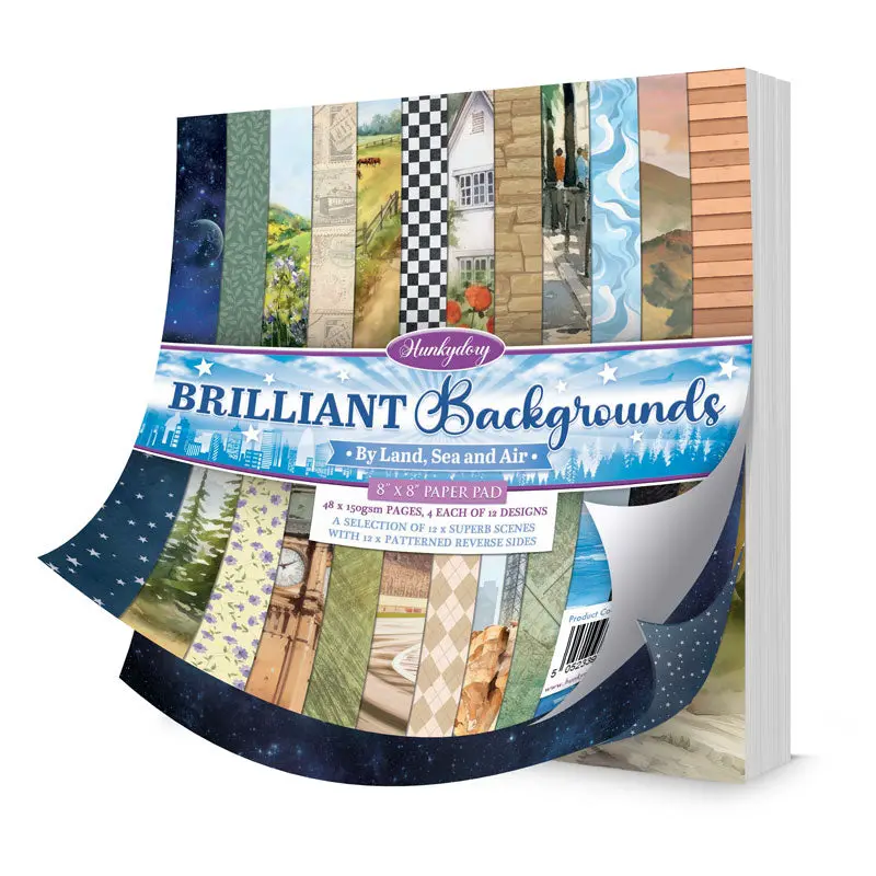 Brilliant Backgrounds - By Land, Sea And Air - 8"X8" Paper Pad 1