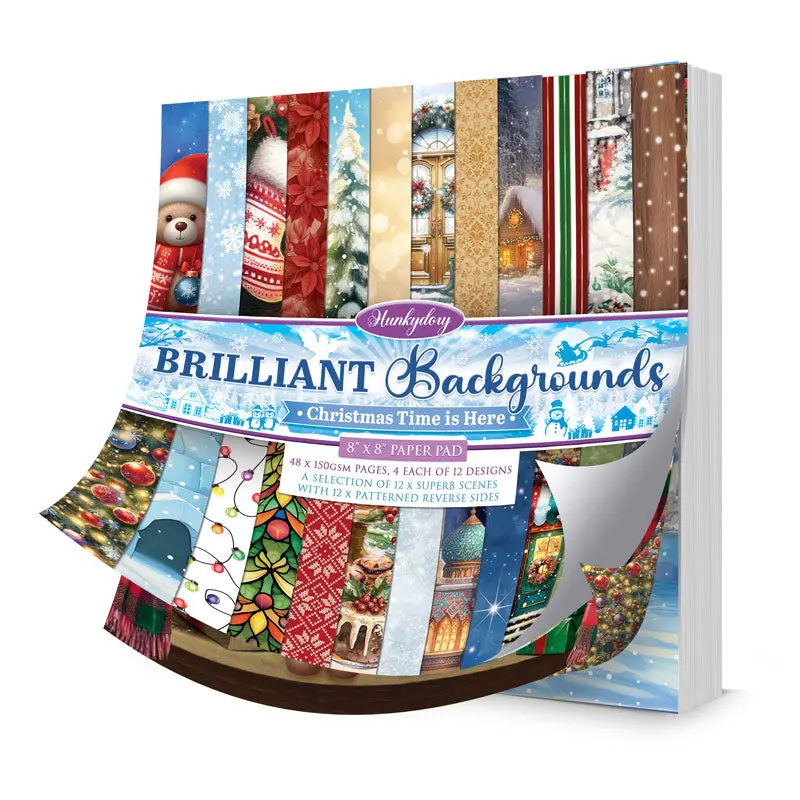 Brilliant Backgrounds - Christmas Time Is Here 8" X 8" Paper Pad 1