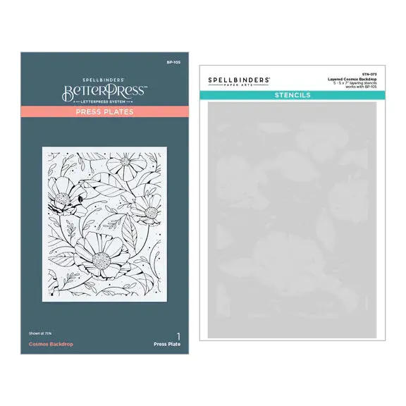 Cosmos Backdrop Betterpress And Stencil Bundle From The Pressed Posies Collection 1
