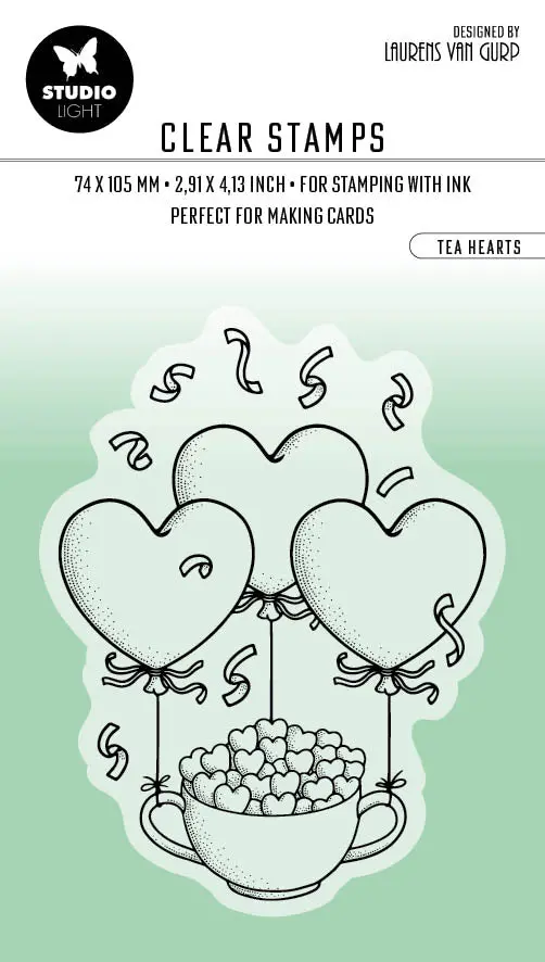 Bl Clear Stamp Tea Hearts By Laurens 105X74x3mm 1 Pc Nr.352 1