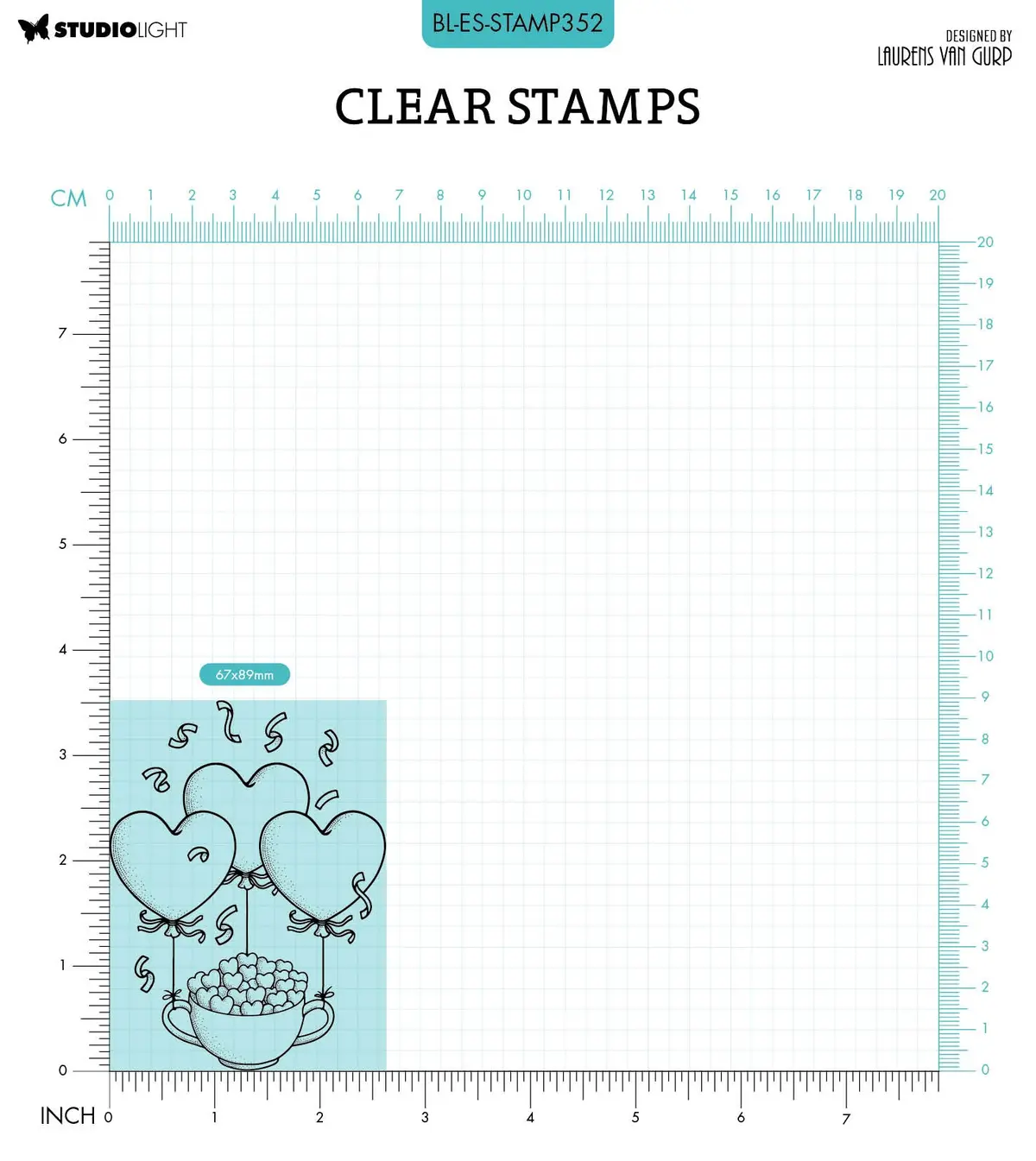 Bl Clear Stamp Tea Hearts By Laurens 105X74x3mm 1 Pc Nr.352 2