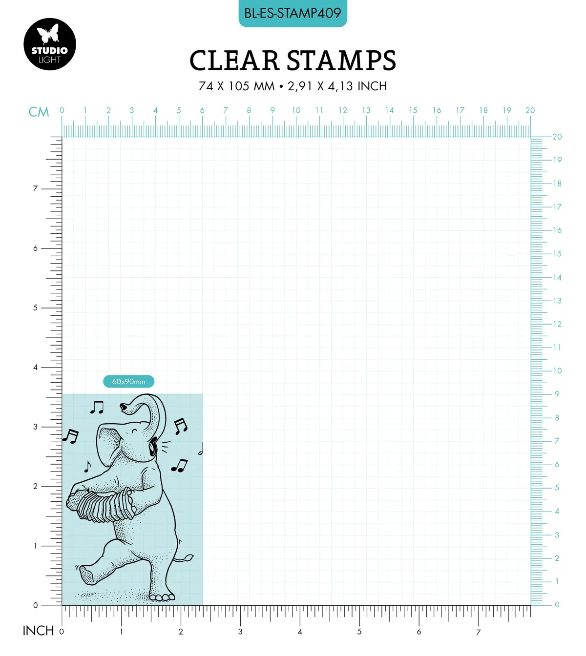 Bl Clear Stamp Singing Elephant Essentials 90X60x3mm 1 Pc Nr.409 2