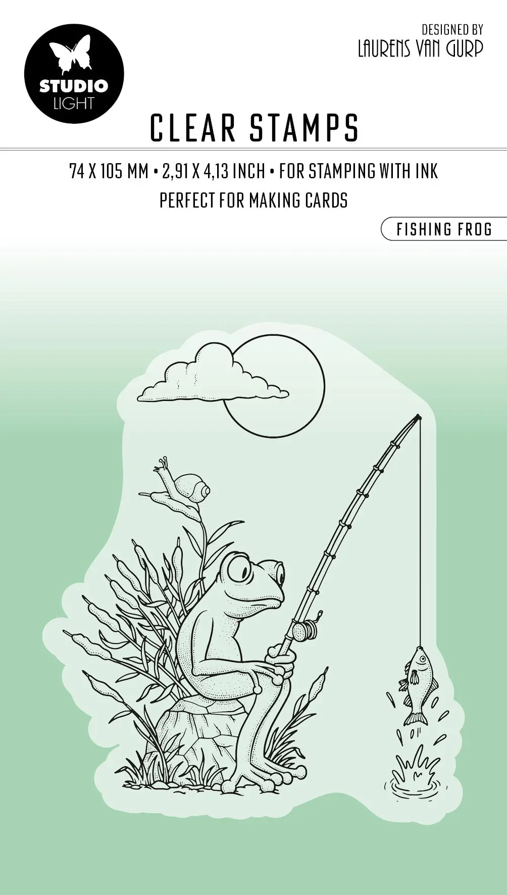 Bl Clear Stamp Fishing Frog By Laurens 79X65x3mm 1 Pc Nr.458 1