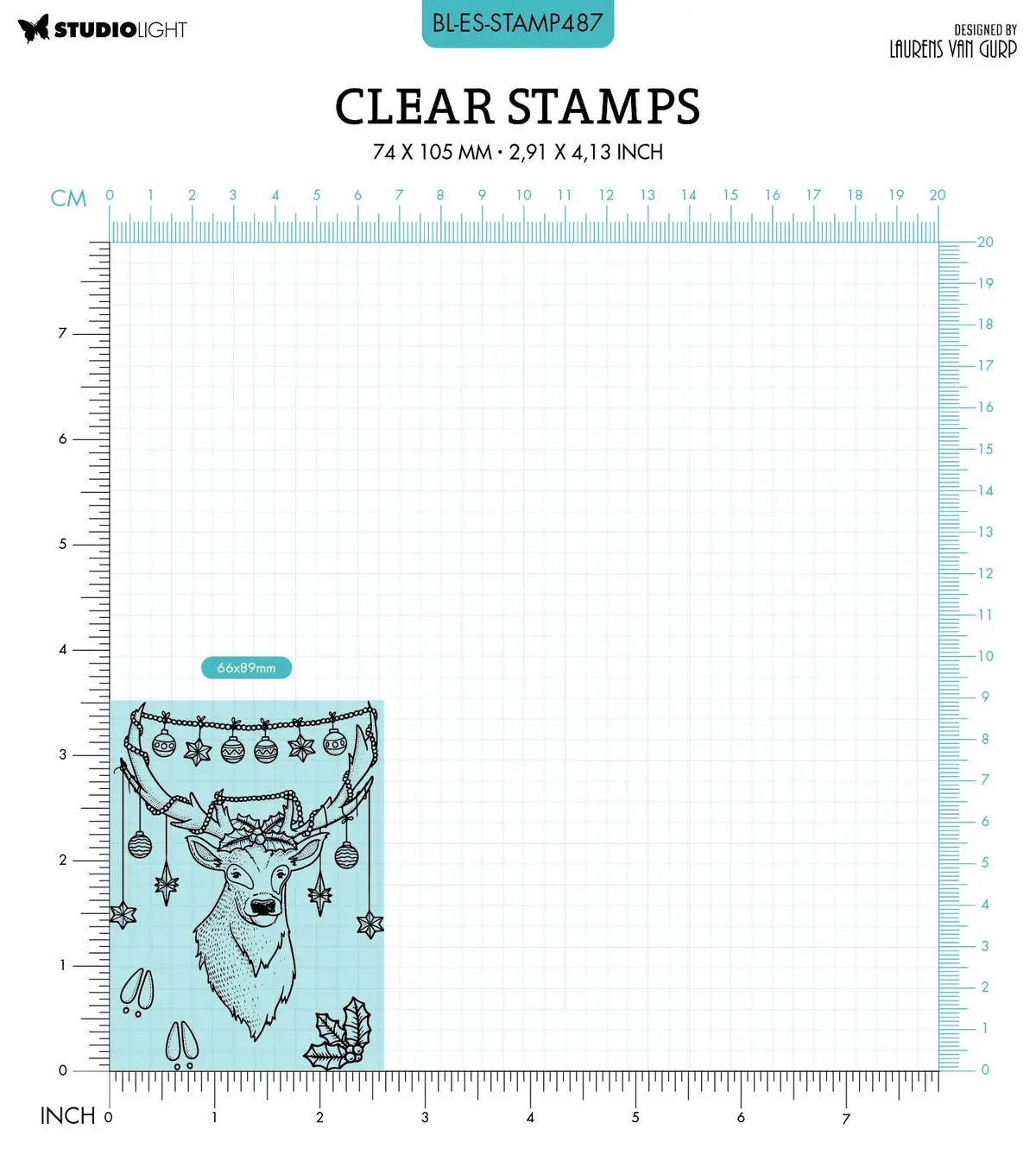 Bl Clear Stamp Christmas Deer By Laurens 89X64x3mm 4 Pc Nr.487 2