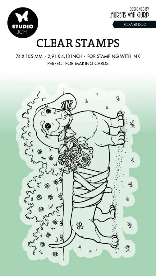 Bl Clear Stamp Flower Dog By Laurens 89X64x3mm 1 Pc Nr.567 1