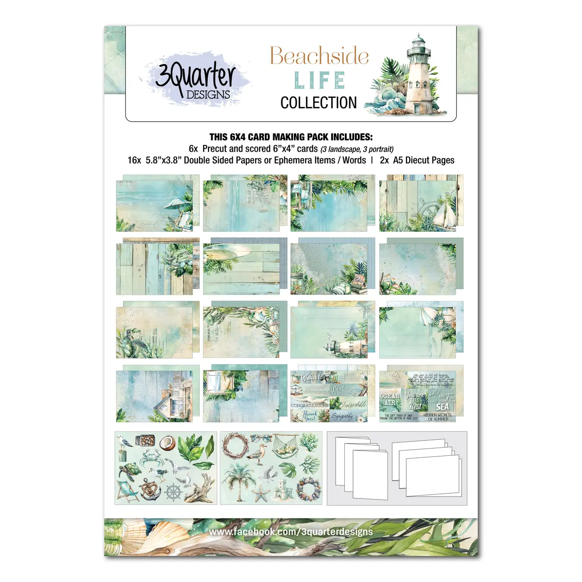 3Quarter Designs Beachside Life 6X4 Card Pack 1