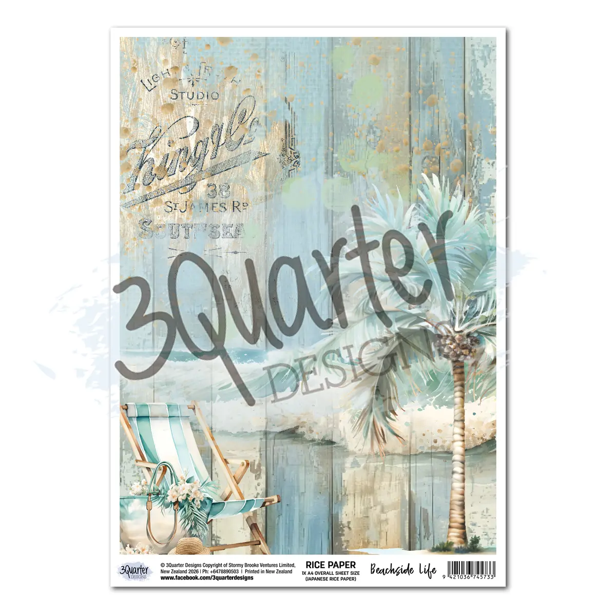 3Quarter Designs Beachside Life - A4 Rice Paper 1