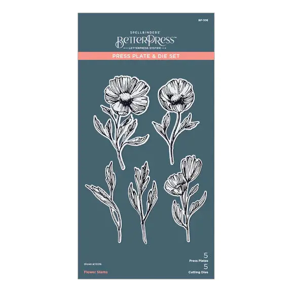 Flower Stems Press Plate & Die Set From The  Pressed Posies Collection 1