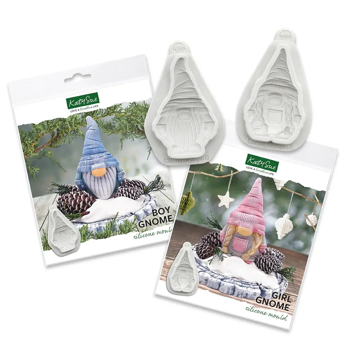 Boy & Girl Gnomes Silicone Molds, Set Of 2 Bundle 1