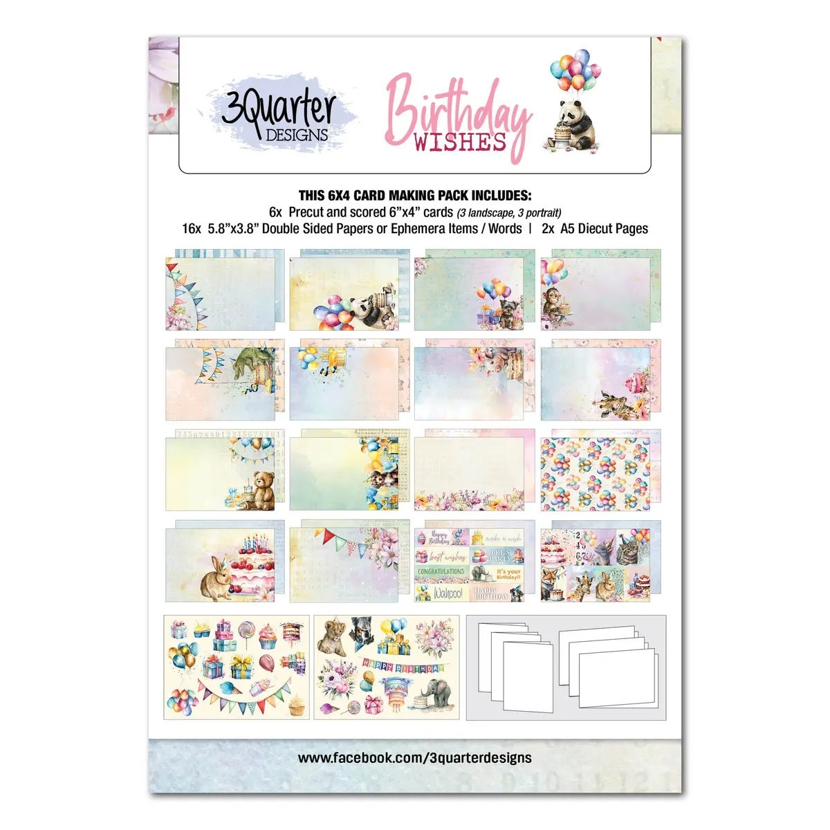 3Quarter Designs Birthday Wishes 6X4 Card Pack 1