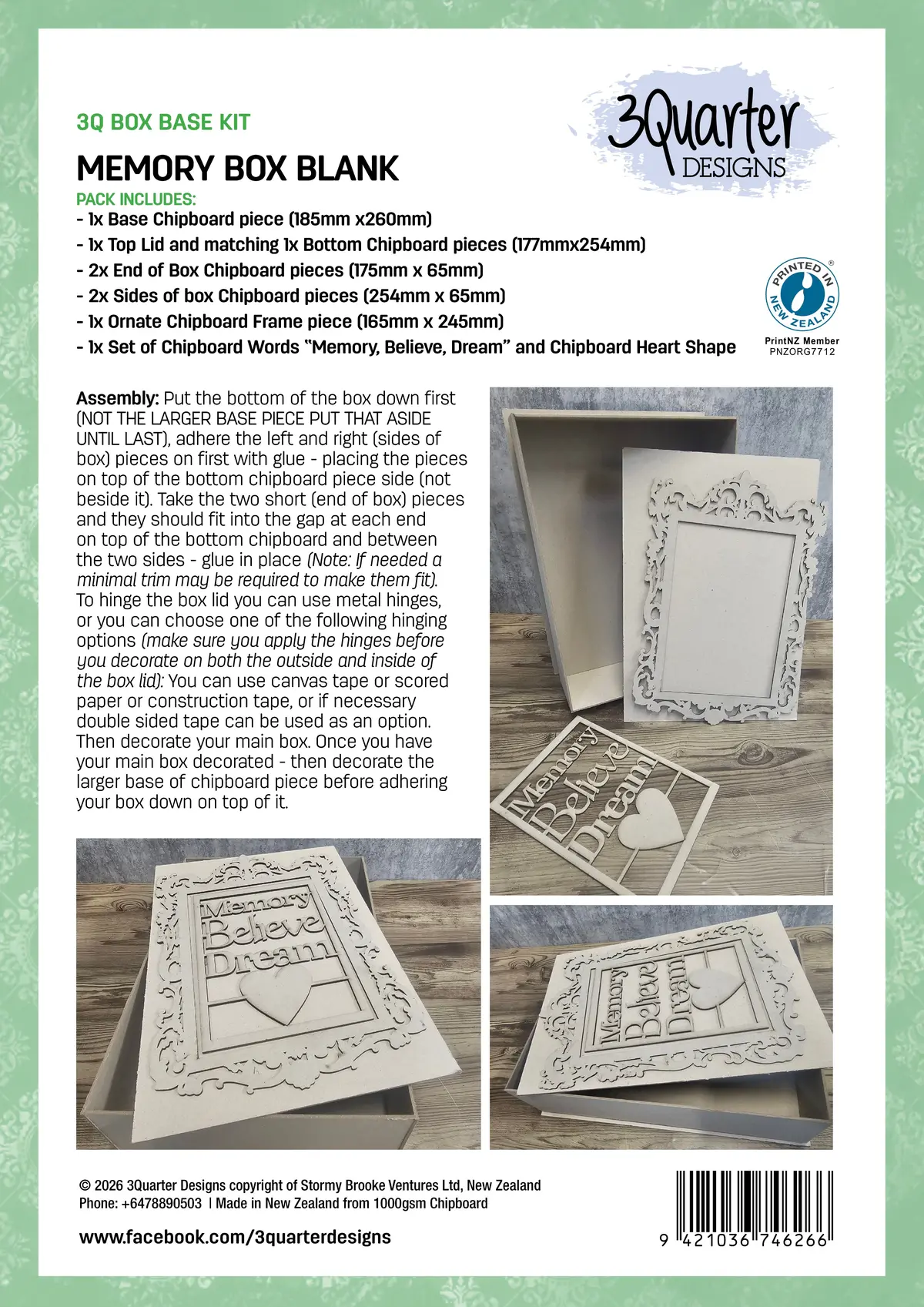 3Quarter Designs Memory Box Blank 1