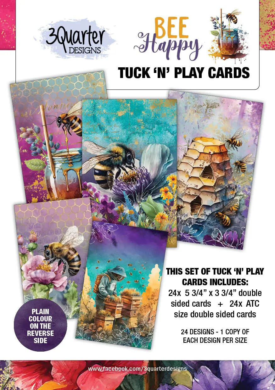 3Quarter Designs Bee Happy - Tuck N Play Cards 1