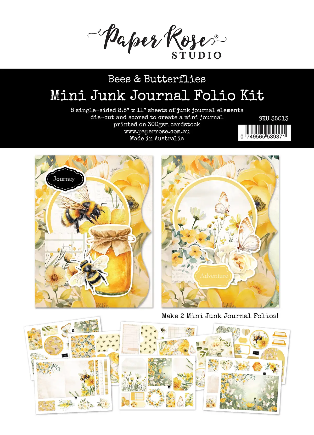 Bees And Butterflies 8.5" X 11" Mini Junk Journal Folio Kit 35013 1