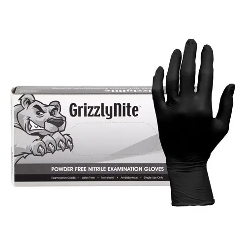 Proworks® Grizzlynite® Black Nitrile Powder Free Gloves 1