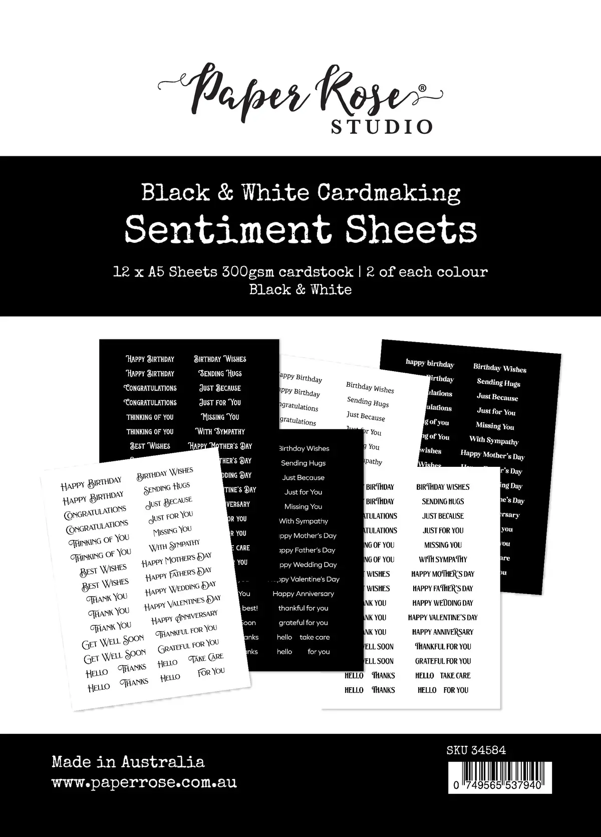 Cardmaking Sentiments Black & White 34584 1