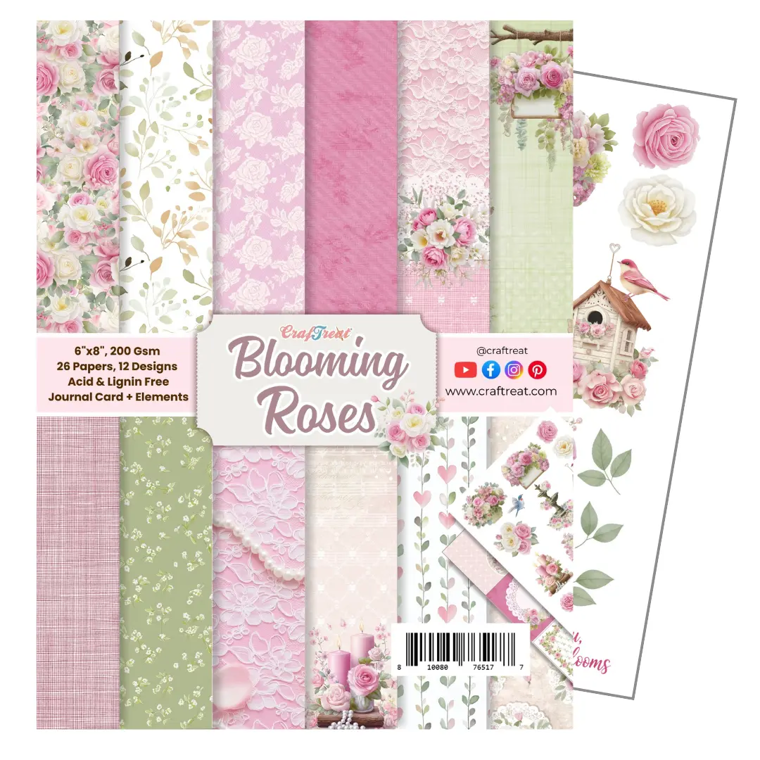 Craftreat Paper Pad - Blooming Roses - 6"X8" 1