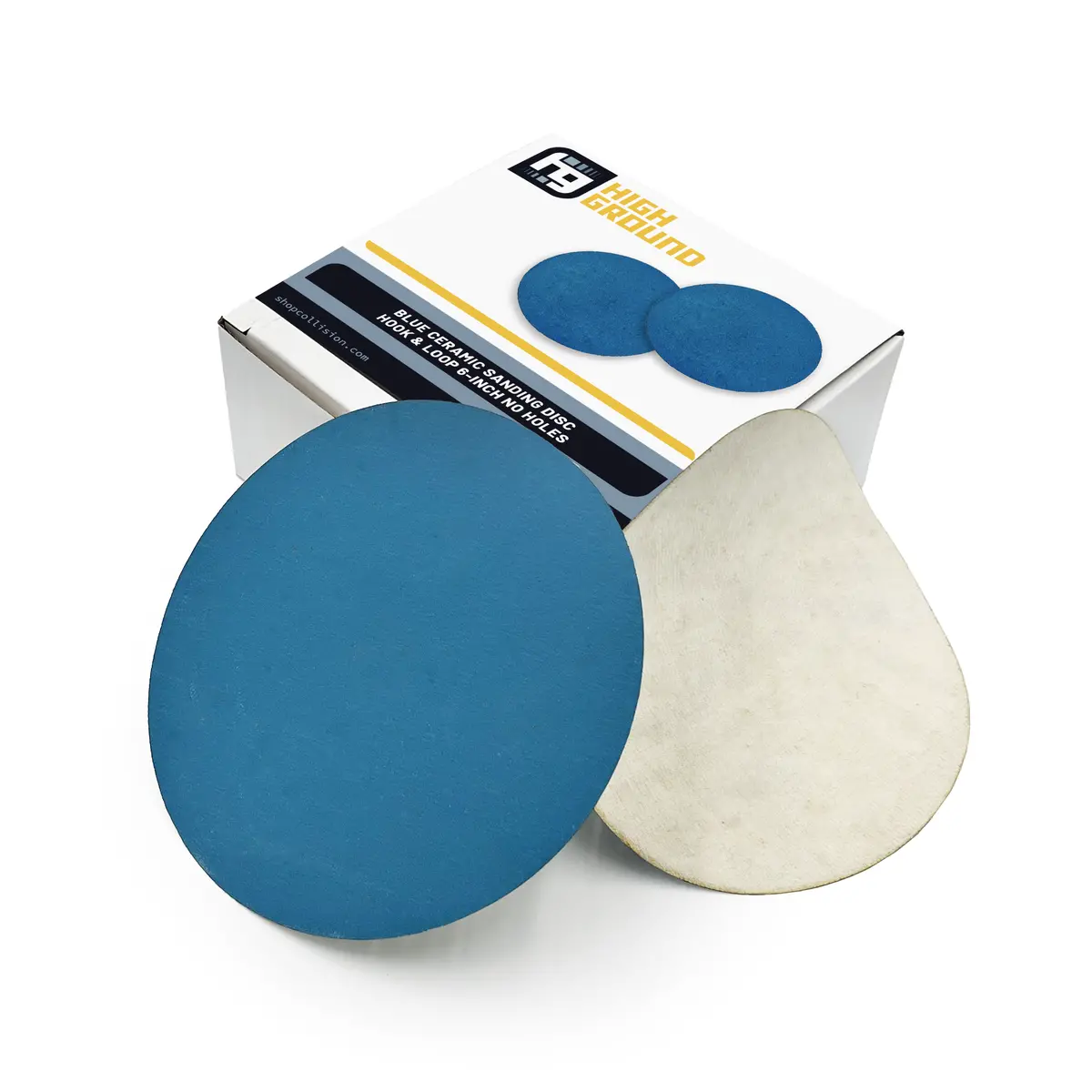 High Ground Blue Ceramic Hook & Loop 6" No Holes Sanding Disc 1