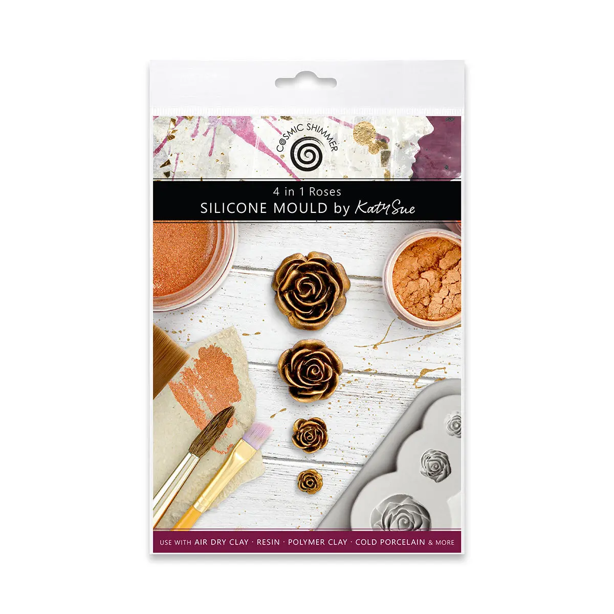 Cosmic Shimmer 4 In 1 Roses Silicone Mould 1