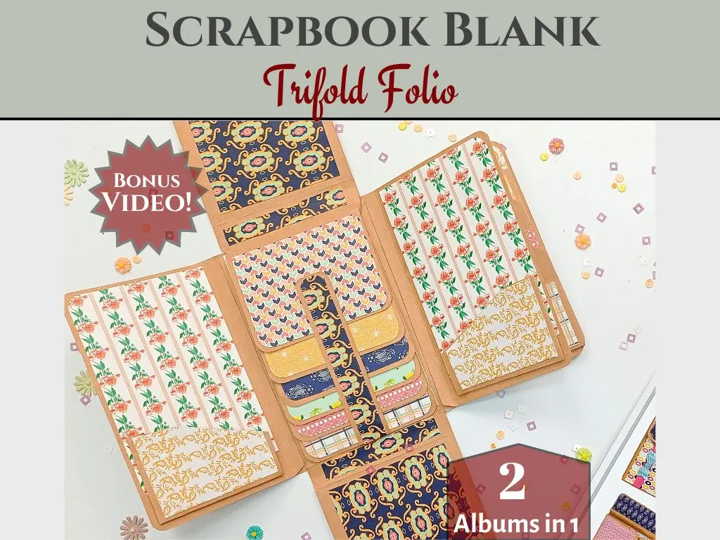 Craftreat Scrapbook Blanks - Trifold Folio Wallet - Black & Kraft Color 1