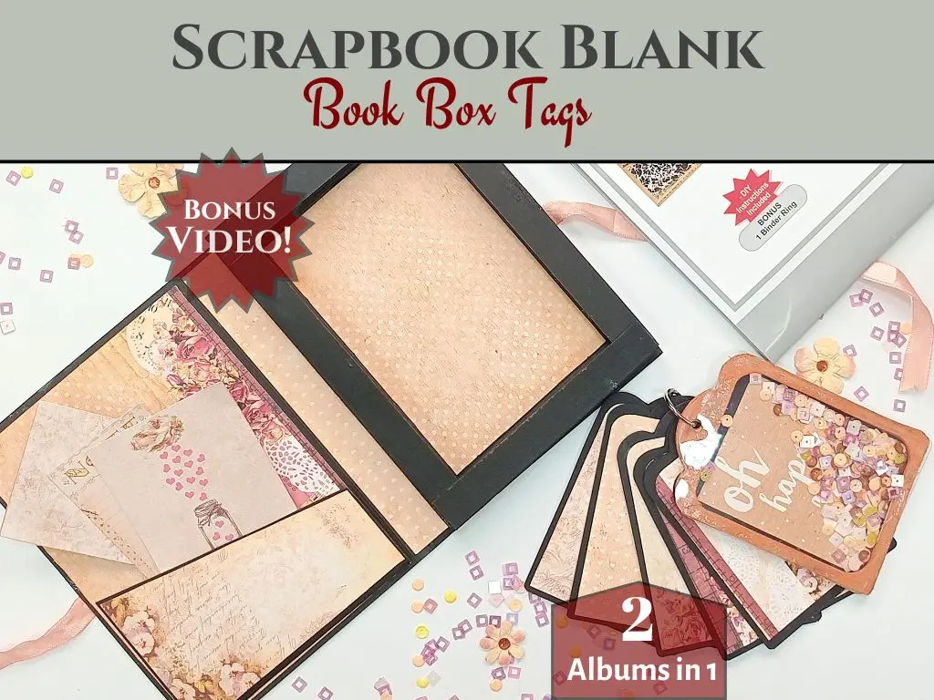 Craftreat Scrapbook Blanks - Book Box Shaker Tag - Black & Kraft Color 1