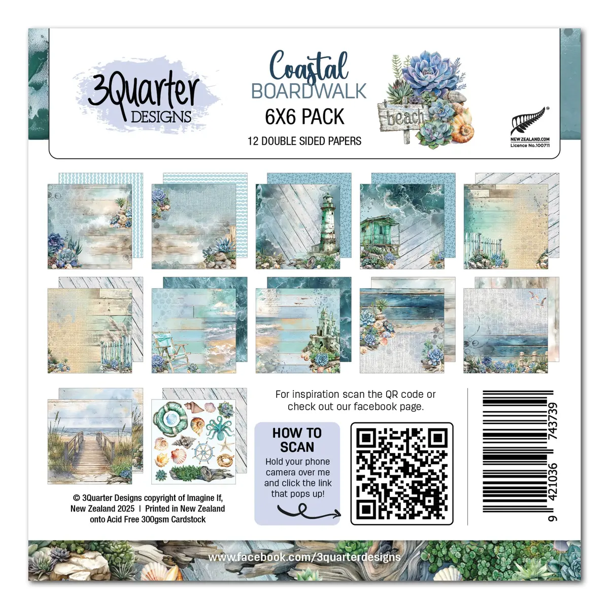 3Quarter Designs Coastal Boardwalk 6X6 Paper Pack 1