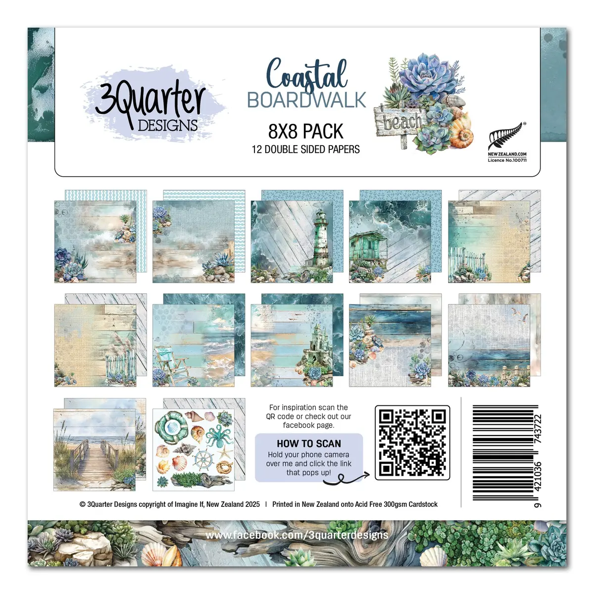 3Quarter Designs Coastal Boardwalk 8X8 Paper Pack 1