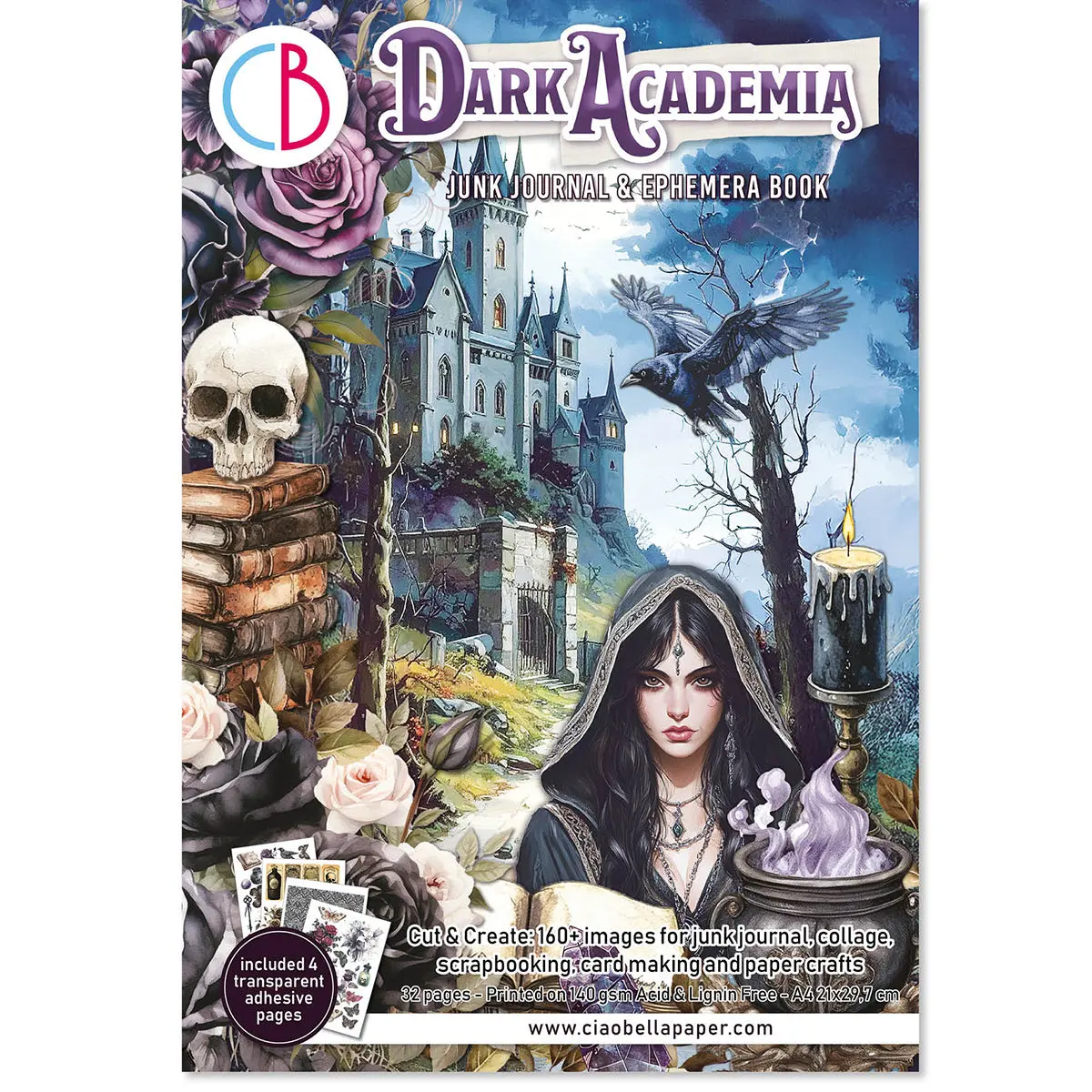Dark Academia Junk Journal Ephemera Book A4 32/Pkg 1
