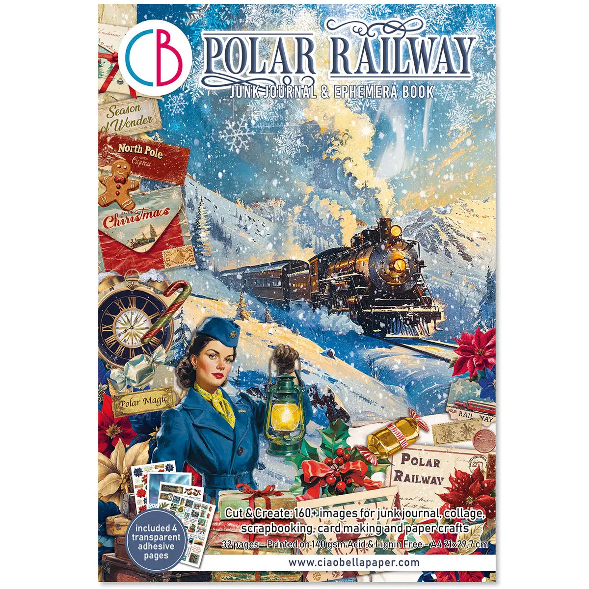 Polar Railway Junk Journal & Ephemera Book A4 32/Pkg 1