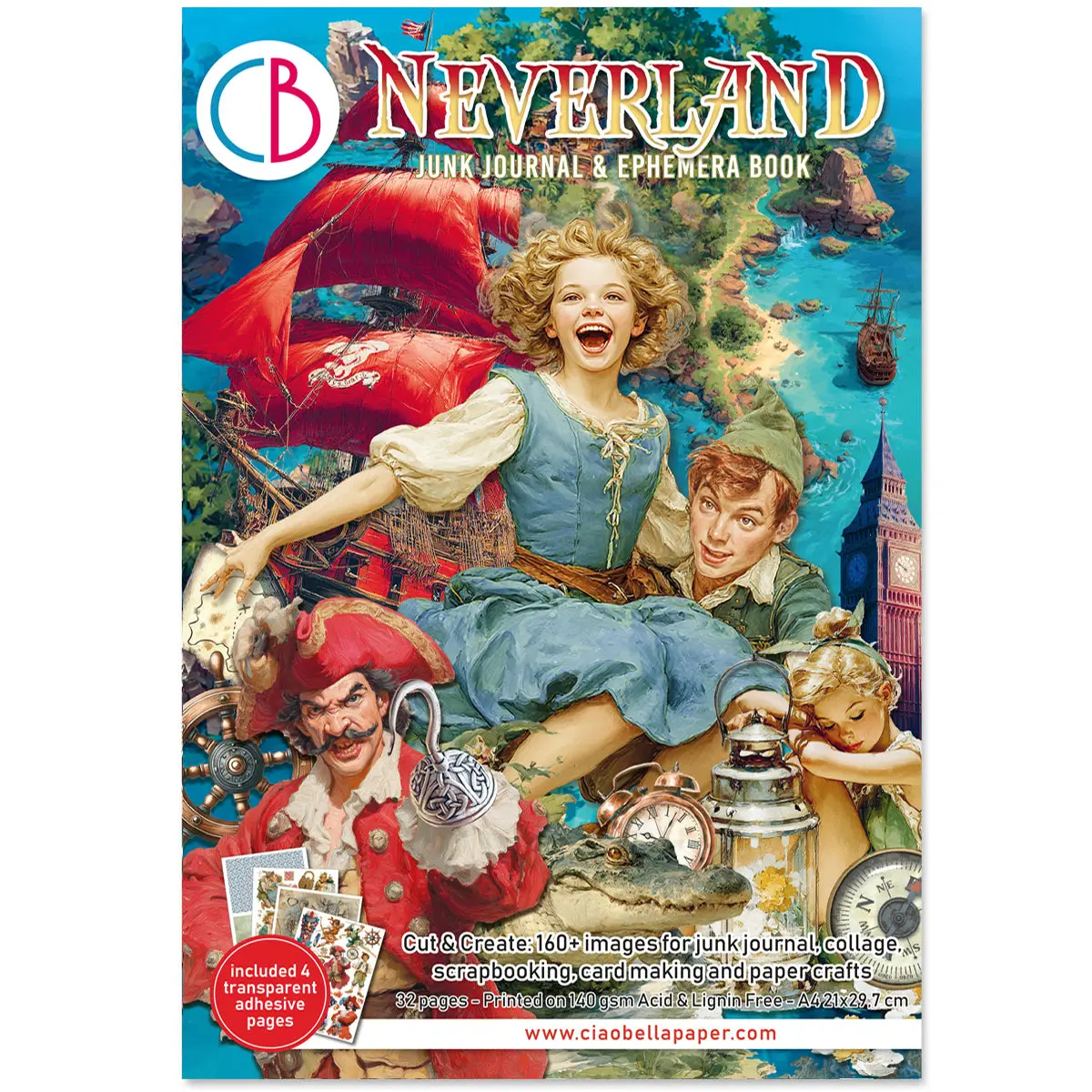 Neverland Junk Journal & Ephemera Book A4 32/Pkg 1