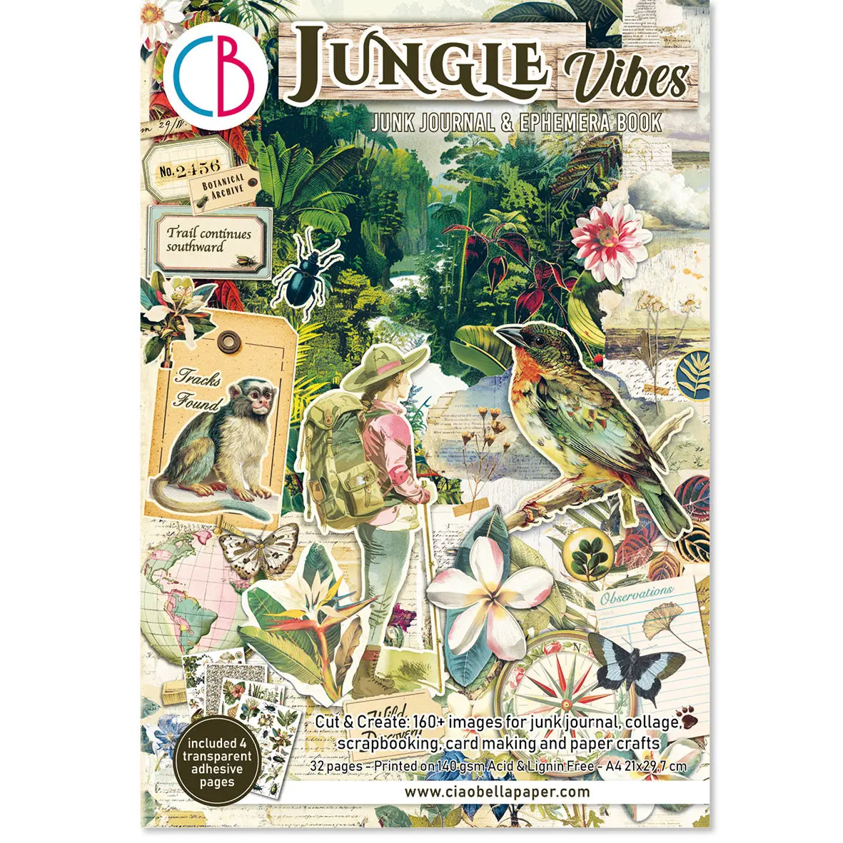 Jungle Vibes Junk Journal & Ephemera Book A4 32/Pkg 1