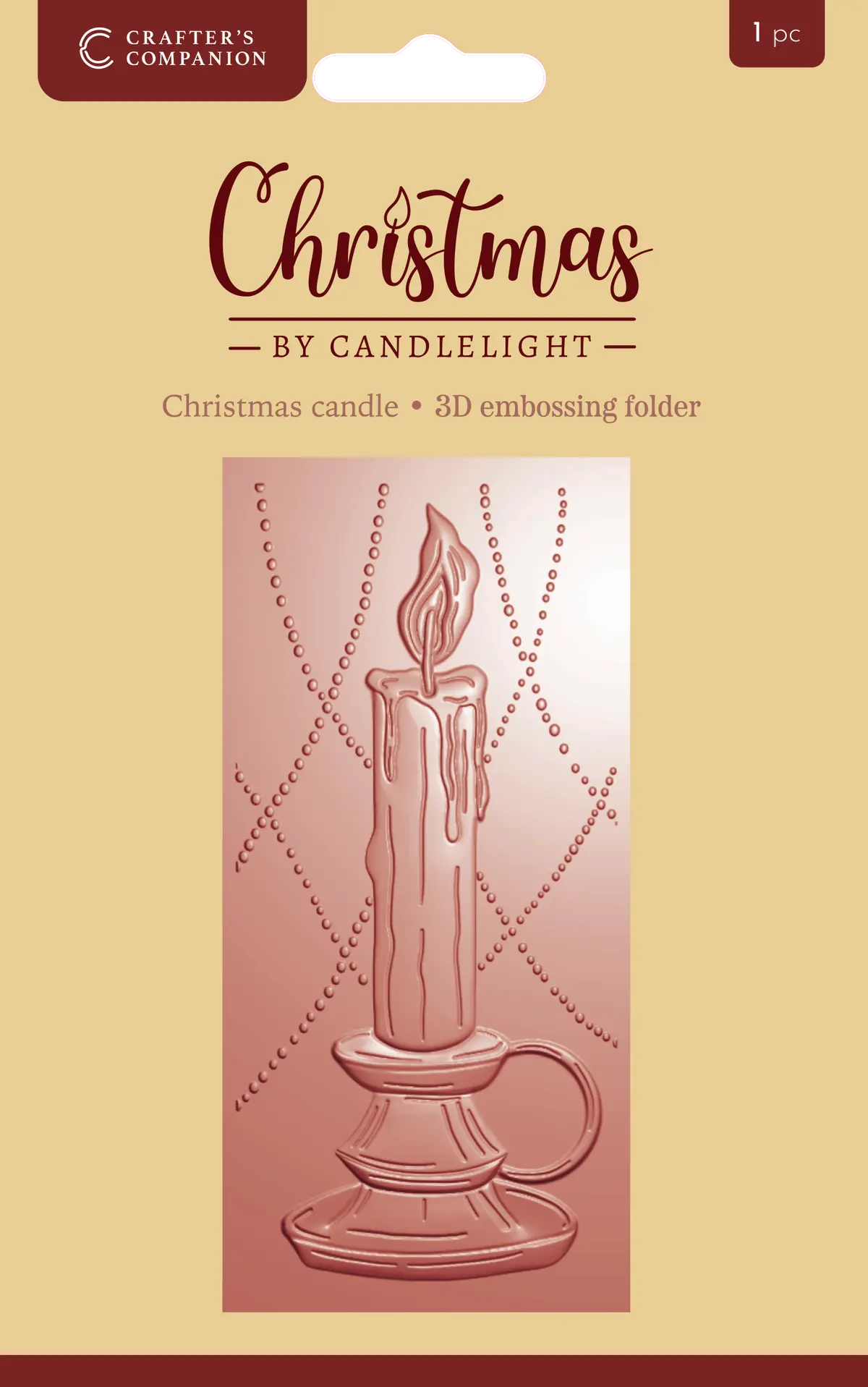 Christmas By Candlelight 2.75” X 5.75” 3D Embossing Folder - Christmas Candle 1