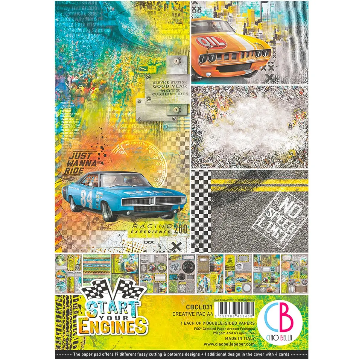 Ciao Bella Start Your Engines Creative Pad A4 9/Pkg 1
