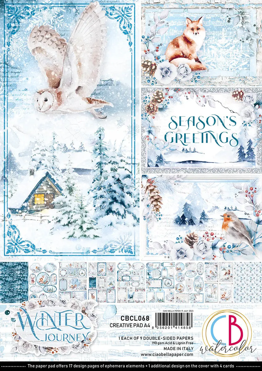 Ciao Bella Winter Journey Creative Pad A4 9/Pkg 1