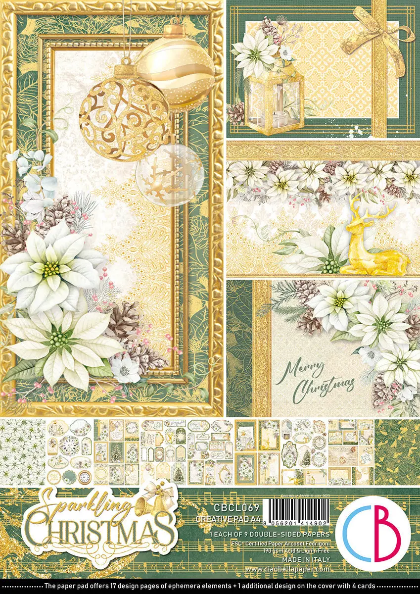 Ciao Bella Sparkling Christmas Creative Pad A4 9/Pkg 1