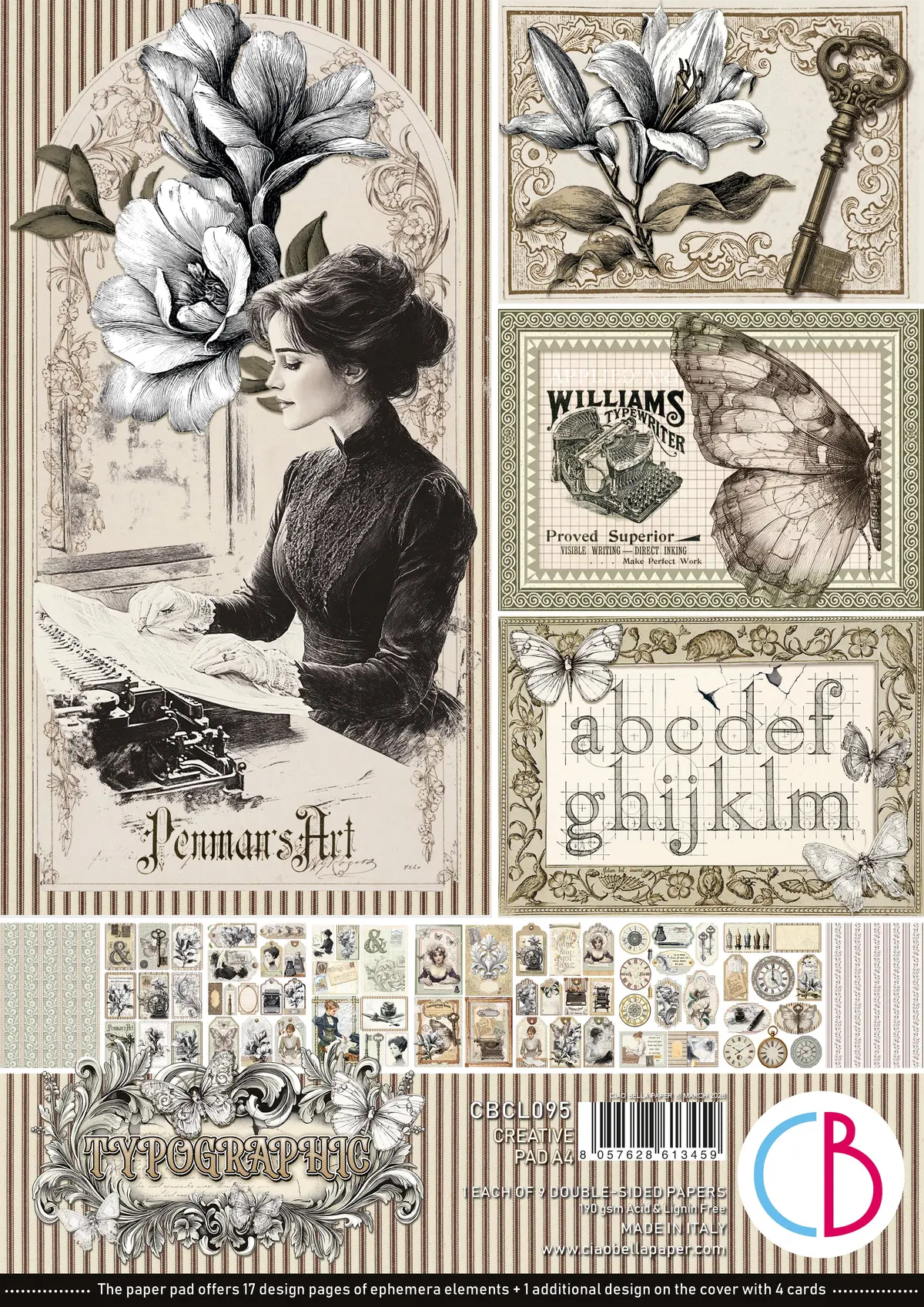 Typographic Creative Pad A4 9/Pkg 1