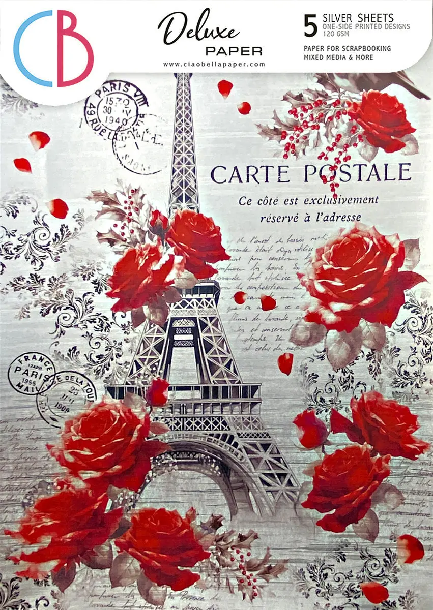Deluxe Paris Je T’Aime Paper Silver A4 5/Pkg 1