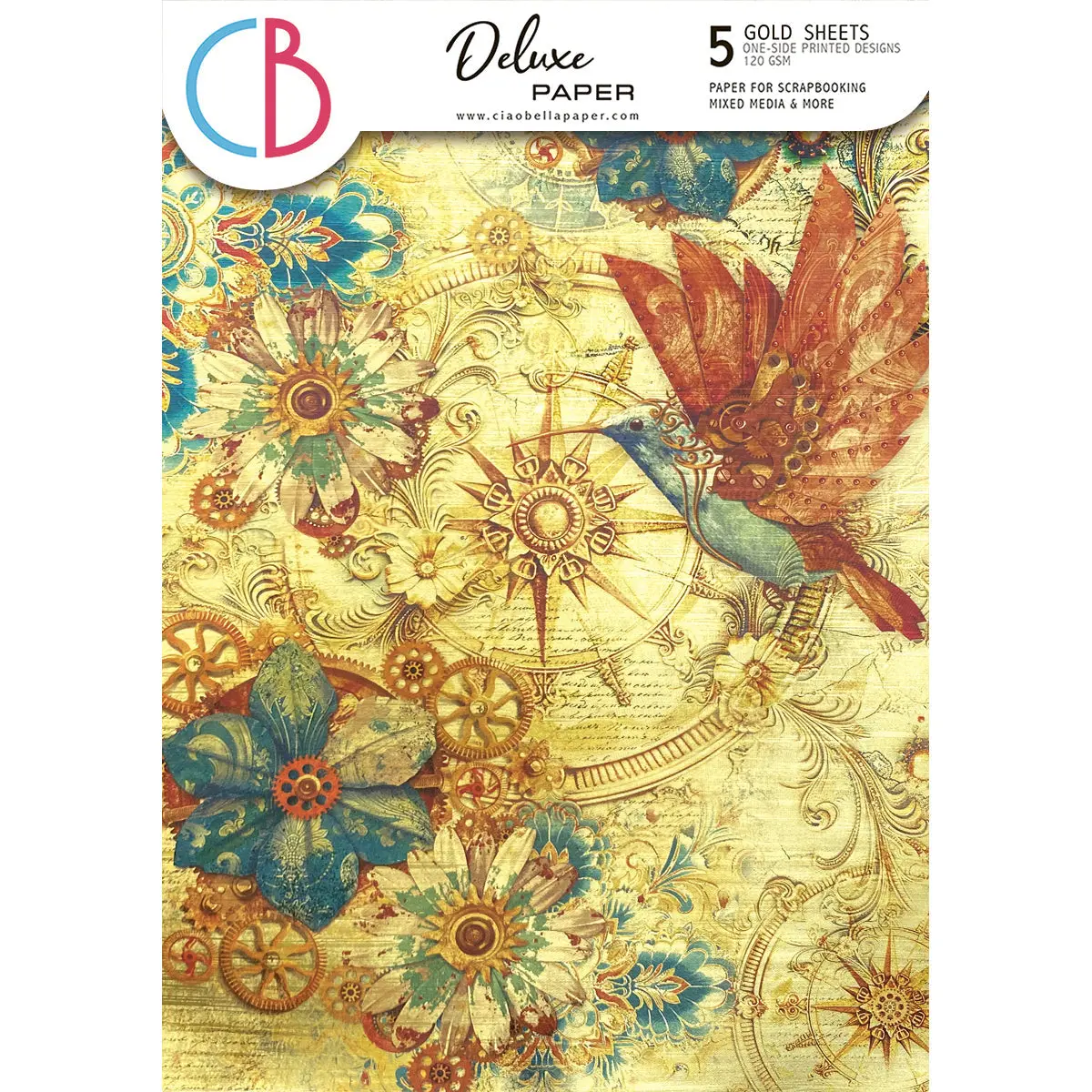 Deluxe Esprit De Voyage Paper Gold  A4 5/Pkg 1