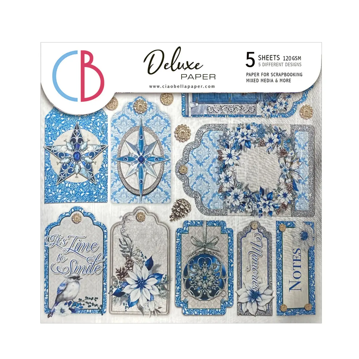 Deluxe Elegance Of Blue Paper Silver 6"X6" 5/Pkg 1