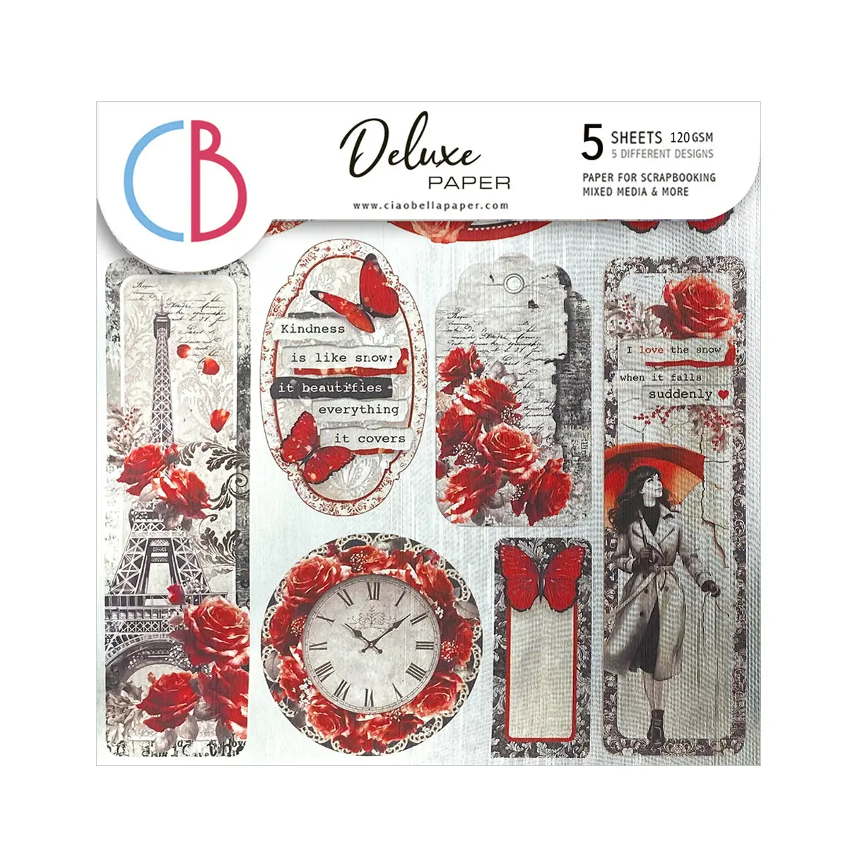 Deluxe Paris Je T’Aime Paper Silver 6"X6" 5/Pkg 1